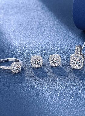 3pcs Set Necklaces Earrings Stud Ring CZ Stone Jewelry Set S