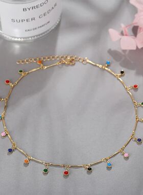 Fashion Simple Candy Color Tassel Necklace for Women Aesthet