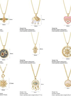 Heart Evil Blue Eye Sun Necklace for Women Cute Dog Bee Elep