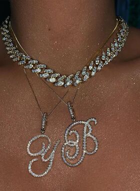 New A-Z Cursive Letter Name Pendant Necklace For Wom