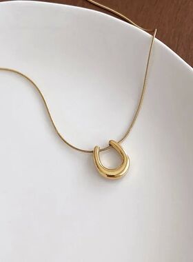 Titanium Steel U-Shaped Horseshoe Pendant Chokers For Women