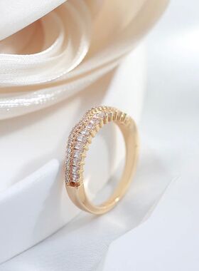 Natural Zircon Full Paved Rings For Women 585 Rose Gold Colo