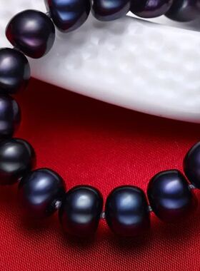 7-10mm Natural Freshwater Black Pearls Necklace for Women Li