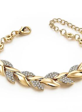 Luxury Gold Color Leaf couple Bracelets for Women men Charm