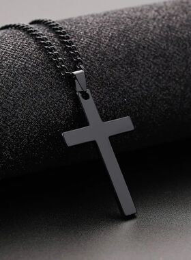Cross Necklace for Men Gold Black Silver Color Stainless Ste