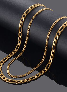 Stainless Steel Gold Color Figaro Chain 3.0mm-9.5mm Men And