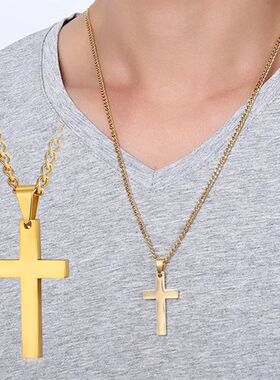Fashion Stainless Steel Cross Pendant Necklace For Women Men