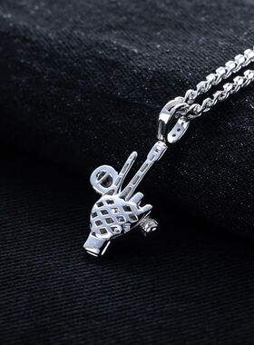 Moissanite Punk Microphone Hand Pendant Iced out Hip Hop Nec