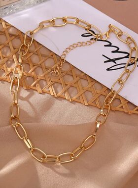 Big Necklace for Women Punk Rock Twist Gold Silver Color Chu