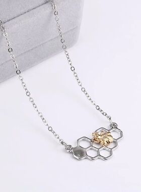 Charm Heart Honeycomb Bee Animal Pendant Necklaces for Women