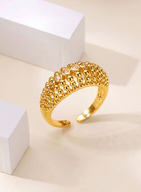 Punk Multilayer Zircon Geometric Ring for Women Stainless St