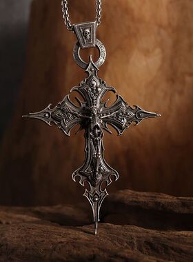 Gothic Crucifixion Skull Cross Pendant Necklace Catholic Pra