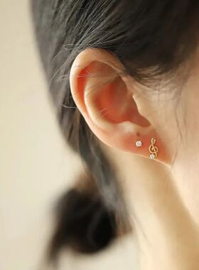 Asymmetric Zircon Hollow Guitar Notes Violin Stud Earrings f