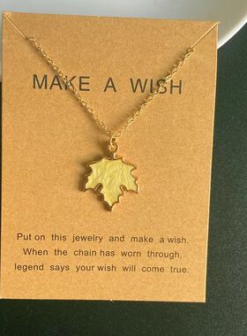 1Pc Fashion Maple Leaf Necklace Colorful Leaf Pendant Glitte