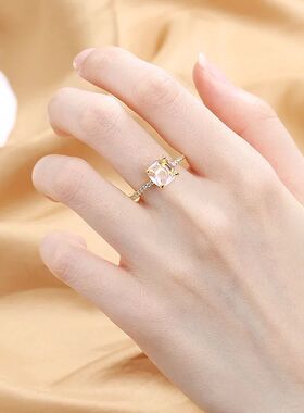 Cushion Cut Pink Zircon Square Wedding Bands Gold Silver Col