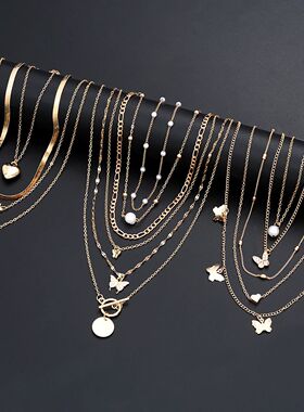 Simple Stackable Necklaces Set for Women Fashion Butterfly H