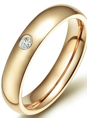 Never Fade 4mm Stainless Steel Solid Zircon Ring Engagement