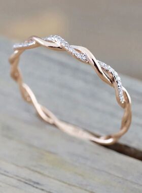 Rose Gold Color Twist Classical Cubic Zirconia Wedding Engag