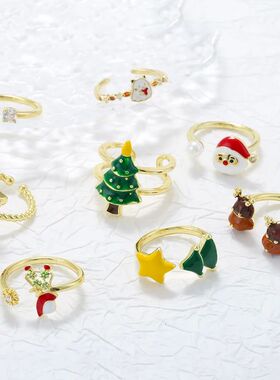 Christmas Snowflake and Reindeer Design Adjustable Ring Wome