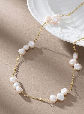 Natural Baroque Pearl Necklace Gifts for Women Delicate Real