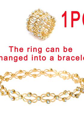 Magic 2In1 Folding Retractable Ring Zircon Multilayer Twist