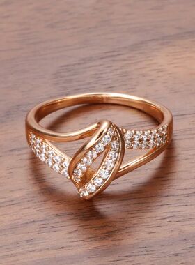 Natural Zircon Bride Wedding Ring 585 Rose Gold Fashion Cros
