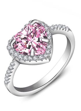 Classic Silver Color Heart Engagement Rings For Women White