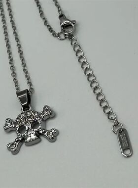 Y2K Shiny Crystal Skull Pendant Korean Fashion Charms Neckla