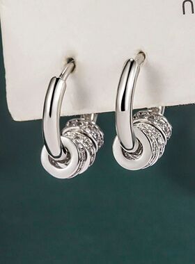 Stamp Crystal Jewelry Zircon Circle Hoop Earrings For Women