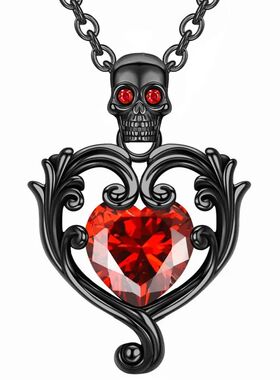 Skull Black Heart Purple Red Angel Wing Crystal Zircon Women