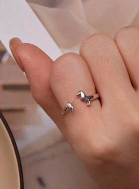 Real Cute Dachshund Dog Adjustable Rings for Women Original