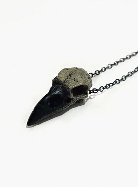 Gothic Vintage Raven Skull Pendant Necklace Women Man Fashio