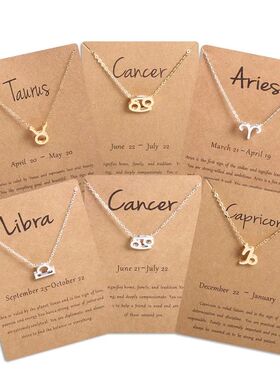 Men Women 12 Horoscope Zodiac Sign Pendant Necklace Aries Le