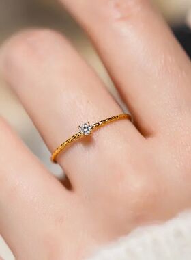 4mm Single CZ Stainless Steel Thin Faceted Ring Wedding Band