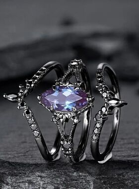 European and American new fashion gun black retro zircon inl