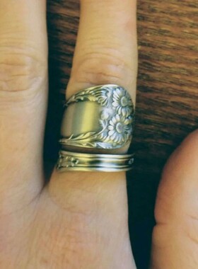 Vintage Bohemian Daisy Spoon Women's Ring Adjustable Ring Th