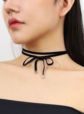 Gothic Bowknot Choker Necklace for Women Girls Elegant Neck