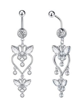 Trendy Angel Belly Button Rings Stainless Steel Zircon Butte