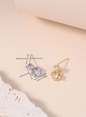 Thin Dangle Nose Studs Mini Pink CZ Heart Charm Dangle Nose