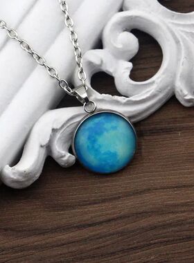 Fashion Starry Sky Glass Ball Moon Necklace Universe Galaxy