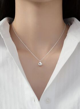 Silver color Pean Shape Chain Choker Necklace For Women Wide