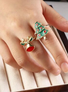 Creative Christmas Tree Christmas Ring Set Elk Dripping Oil
