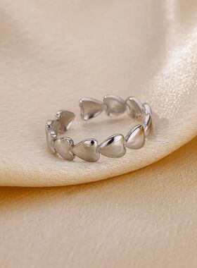 Stainless Steel Heart Rings For Women Opening Adjustable Gol