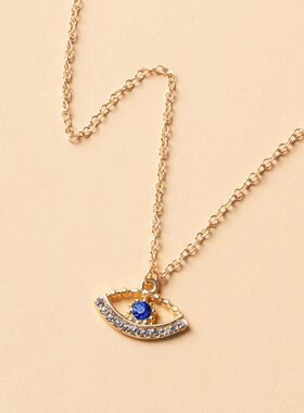 Shiny Crystal Zircon Evil Eye Necklace For Women Men Vintage