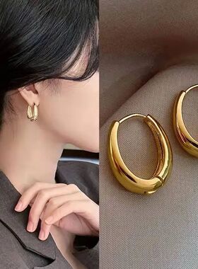 Fashion Vintage Gold Color U Earrings For Women Metal Earing