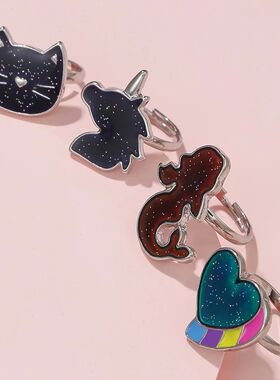 4Pcs/set Girls Mood Colour Changing Unicorn Mermaid Cat Love