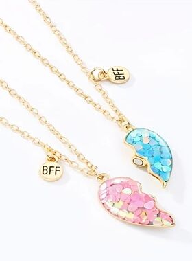 1 pair of alloy couple sequined heart-shaped or cat BFF girl