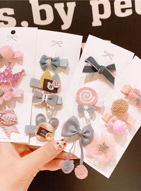 4 PCS/Set Pink Color Baby Head Barrettes Cute Organza Bow Ha