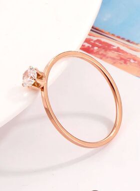 Slim Simple Stainless Steel Wedding Solitaire Ring for Women