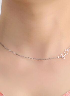 Tulip Pendant Necklace for Women Girls Sideways Choker Chain